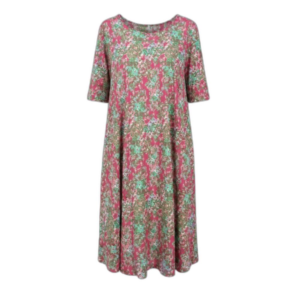 Charlie's Project Womens 3XL Pink Green Floral Midi Dress with Pockets NWT